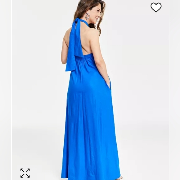 Macy's Women's Linen Halter-Neck Maxi Dress - Picture 2 of 6